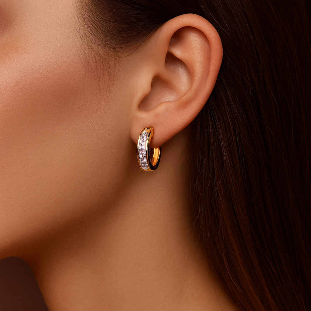 Pavlína - Pendientes elegantes dorados y cristal