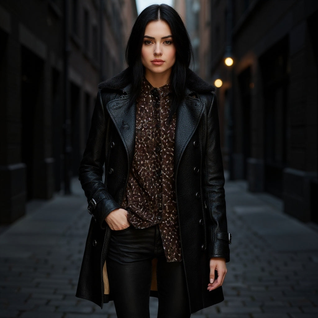 Dolores™ | Abrigo 3/4 Elegante de Cuero