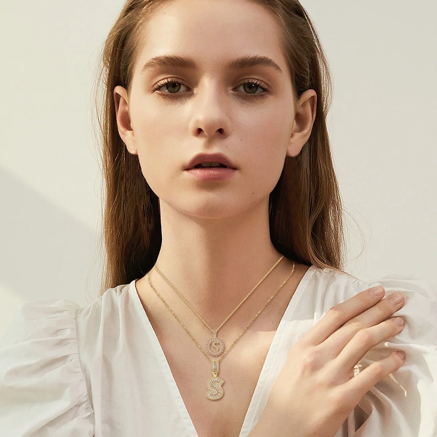 Set de collares con inicial pavé | Oro