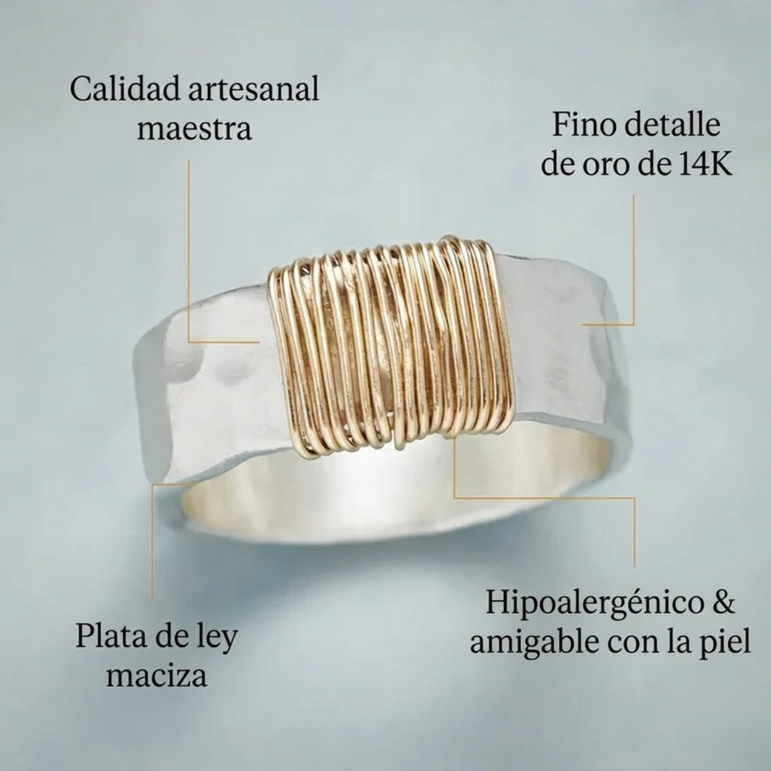 Emilia - Anillo vintage de plata y oro