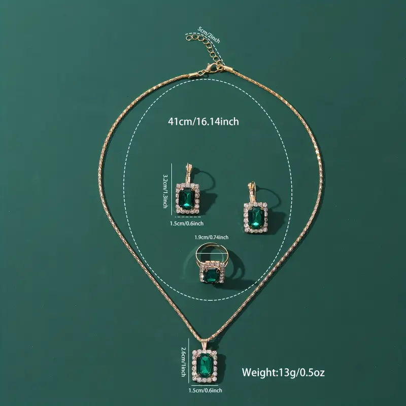 Conjunto de joyas Sylvara Greenveil | Oro blanco