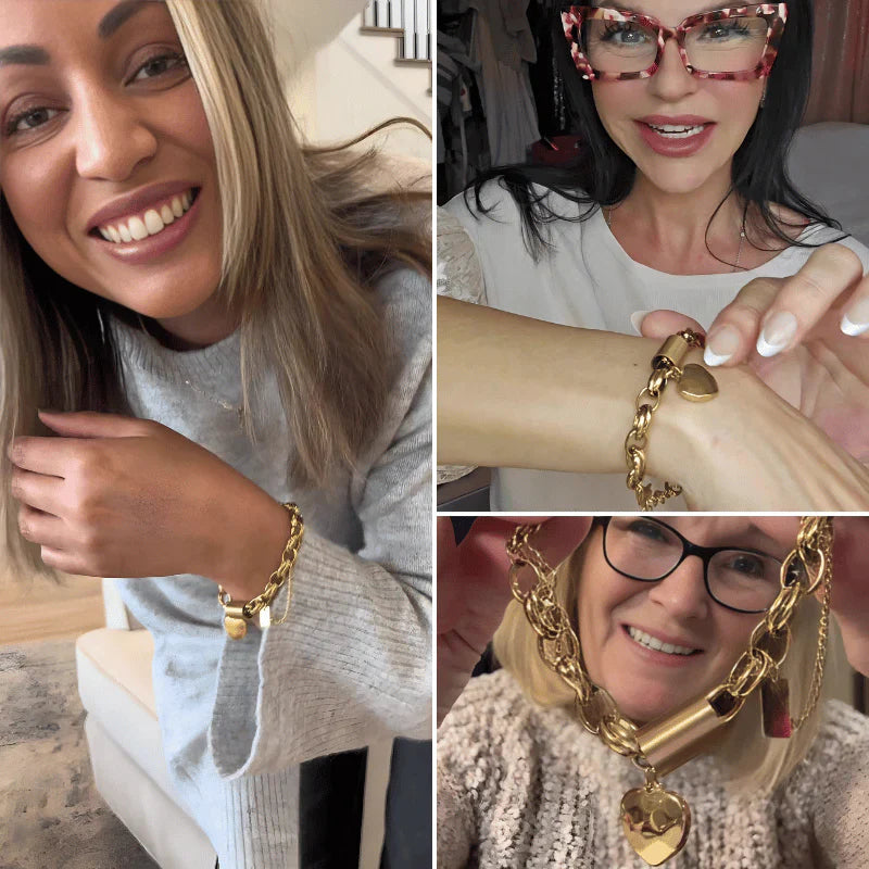 Pulsera gruesa Heartened | Oro