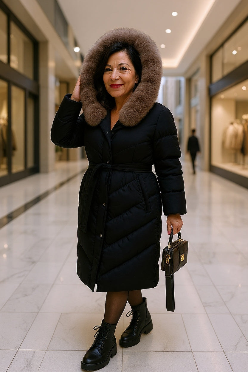 Lourdes™ | Abrigo elegante y casual con cuello de pelo sintético