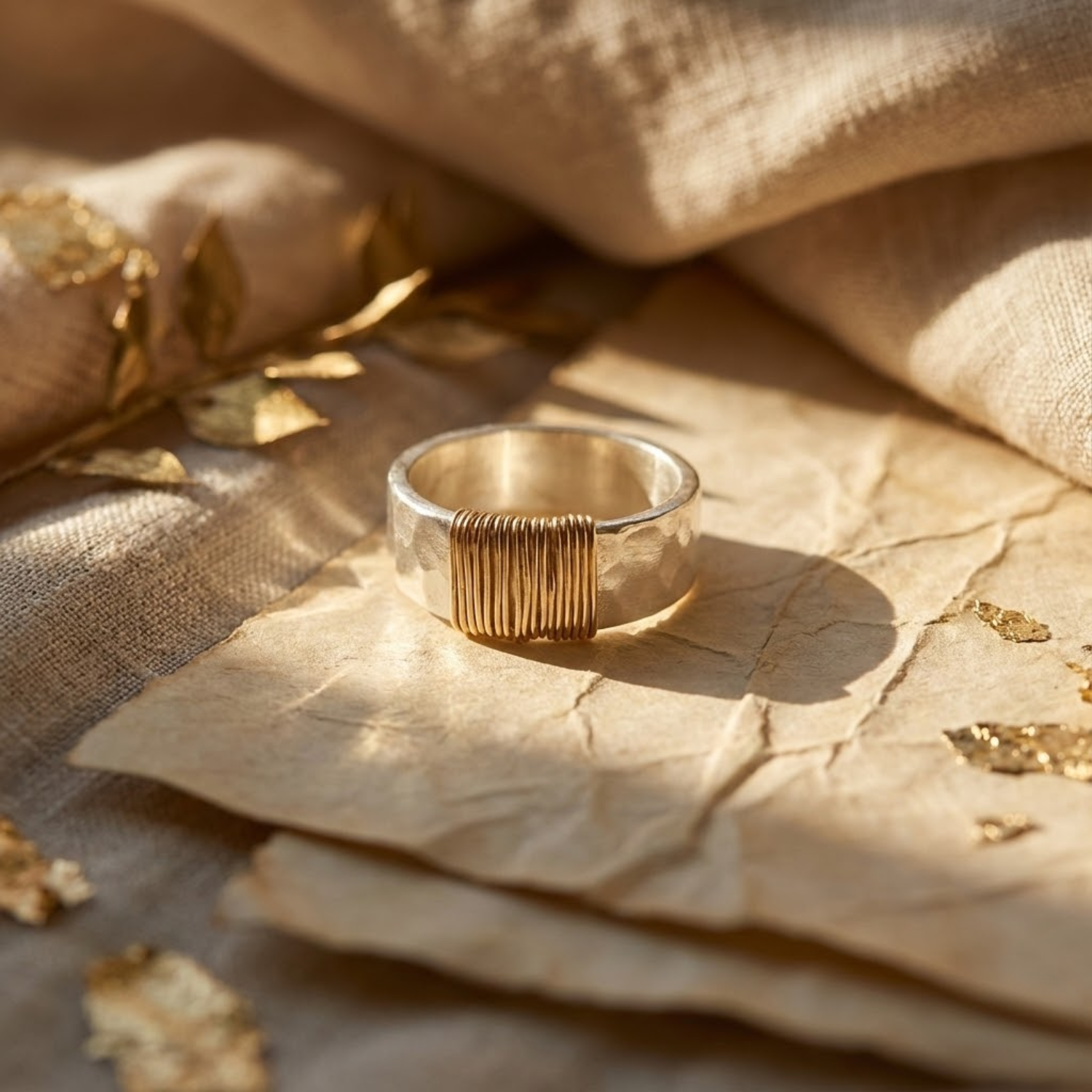 Emilia - Anillo vintage de plata y oro