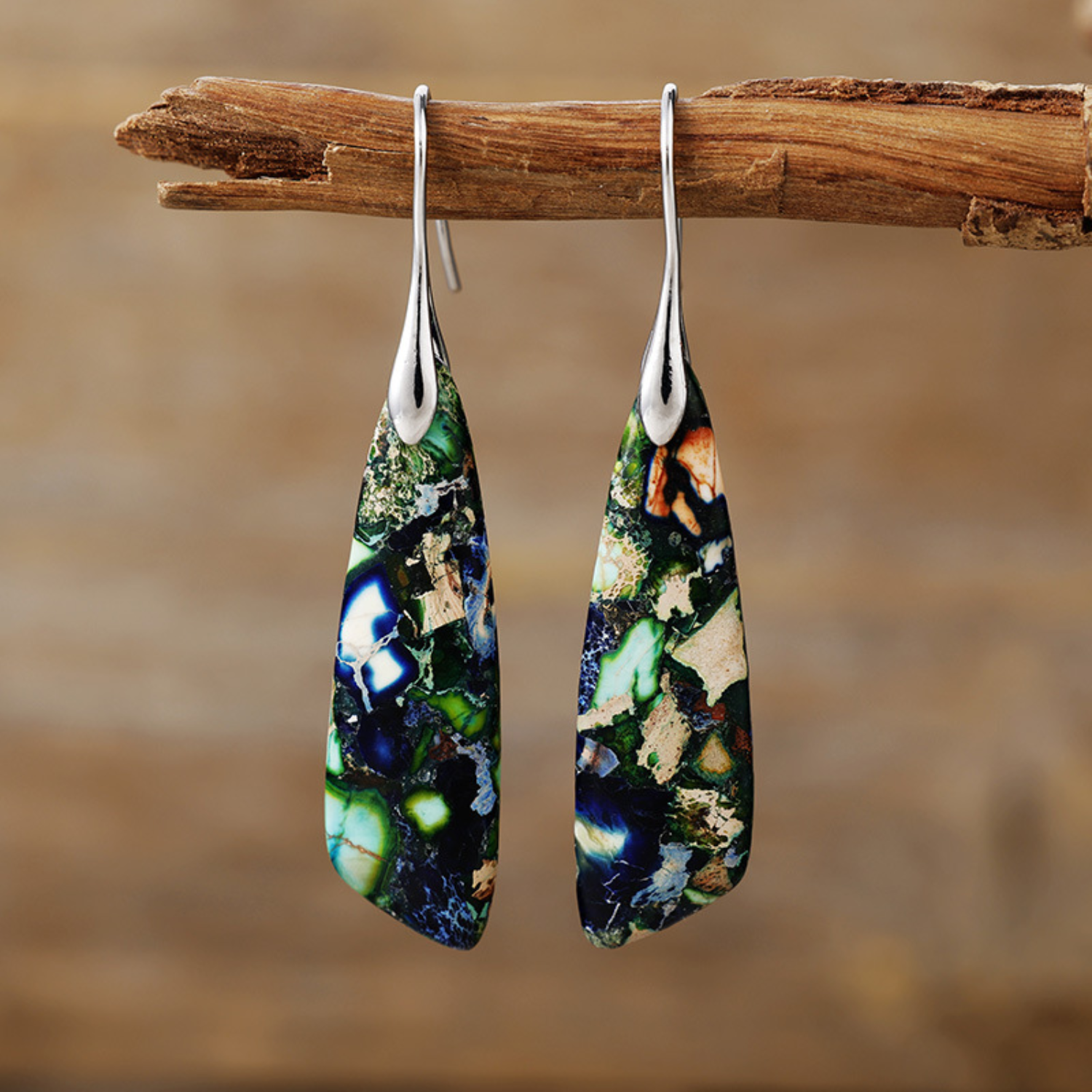 Pendientes vintage de piedra natural