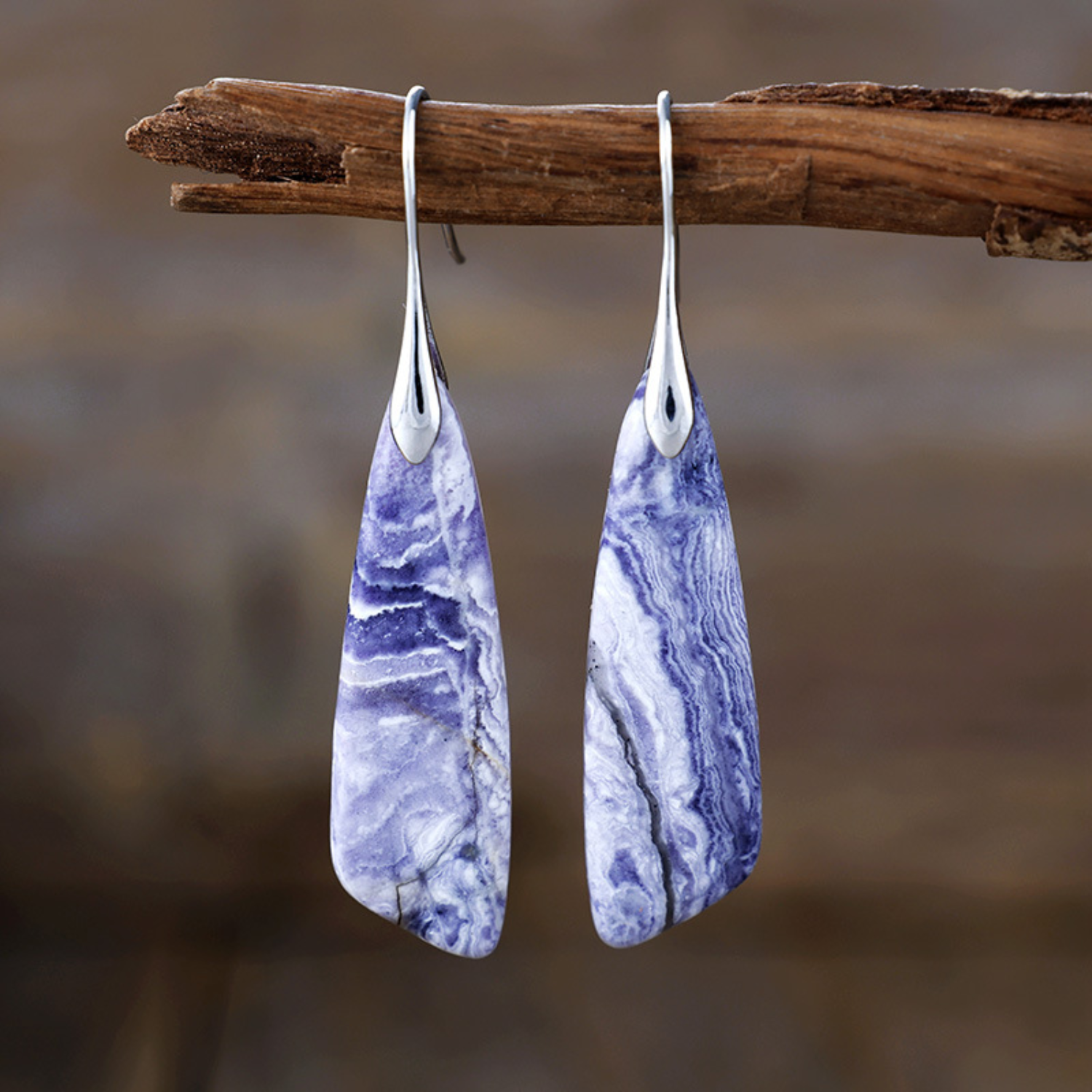 Pendientes vintage de piedra natural