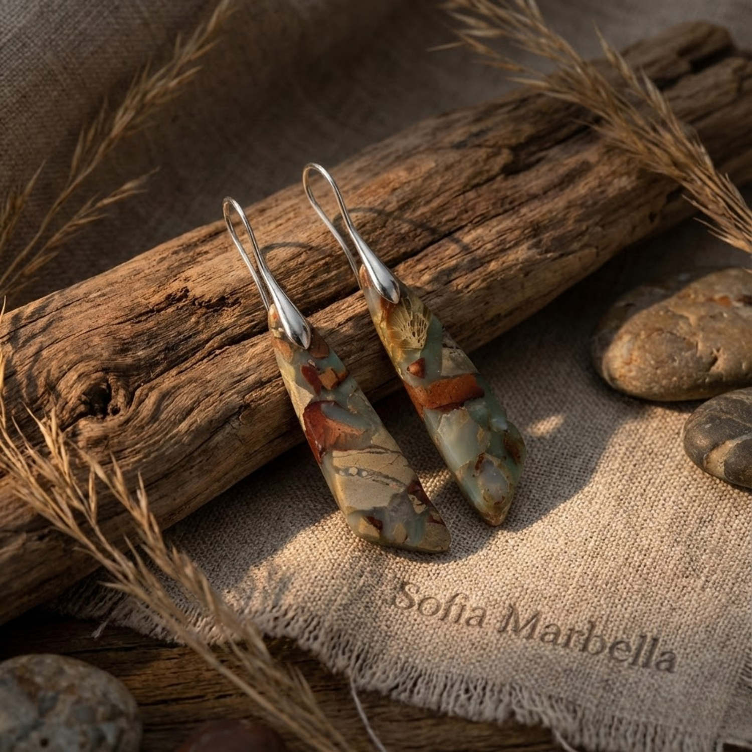 Pendientes vintage de piedra natural