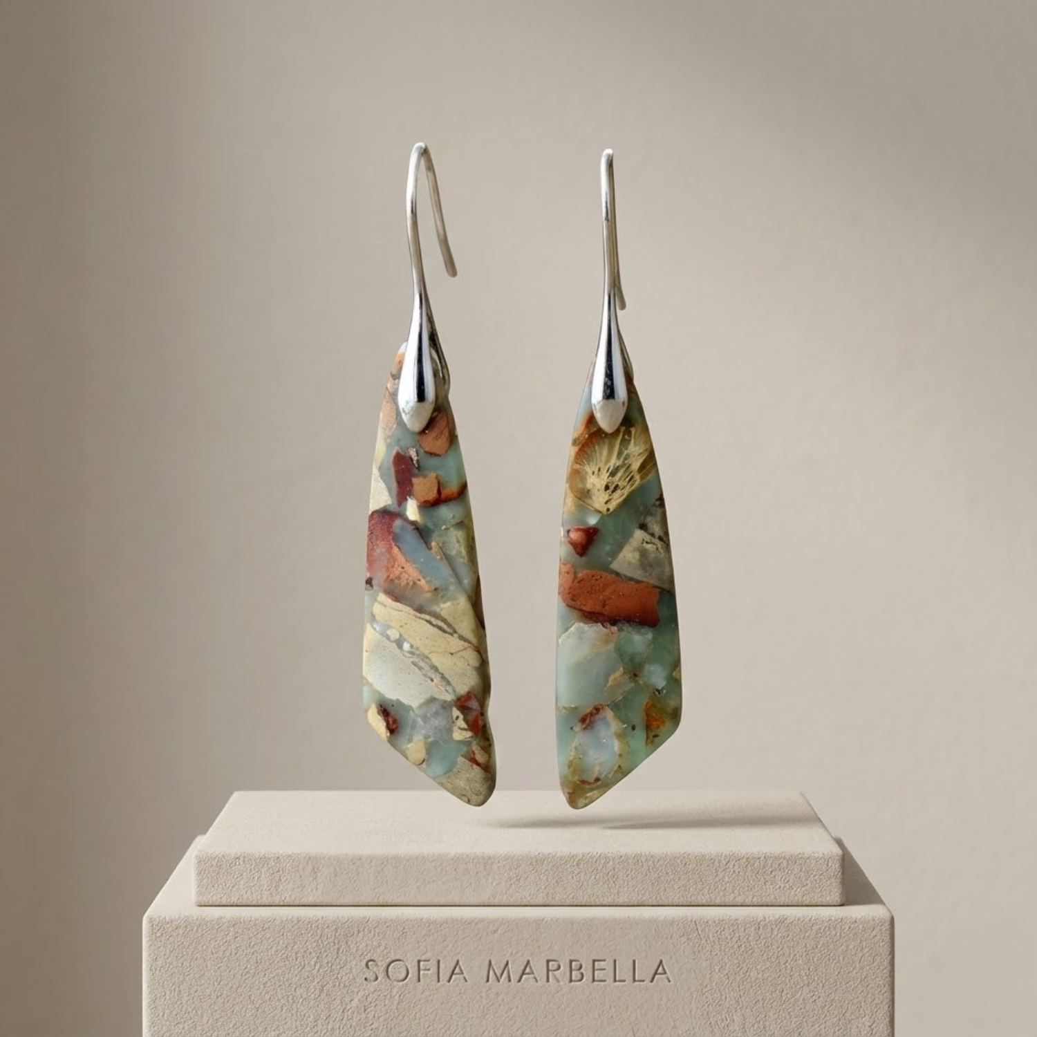 Pendientes vintage de piedra natural