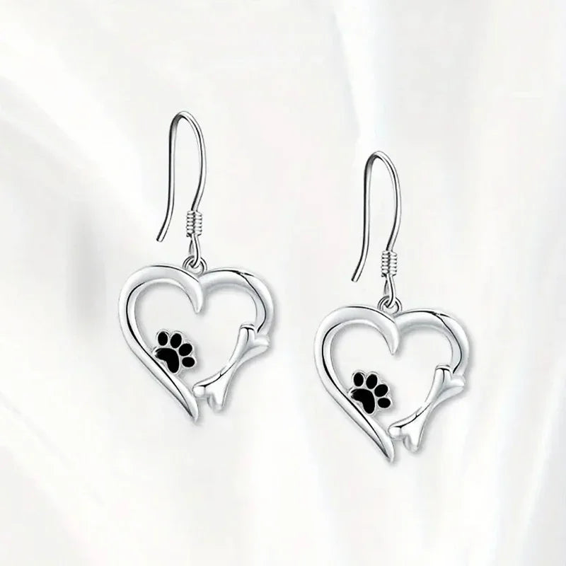 Brisia™ | Pendientes Plata Corazón Huella