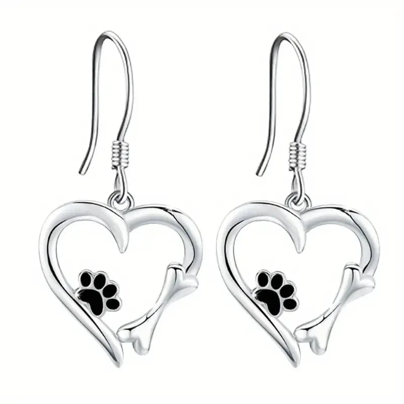 Brisia™ | Pendientes Plata Corazón Huella