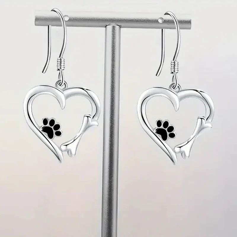 Brisia™ | Pendientes Plata Corazón Huella