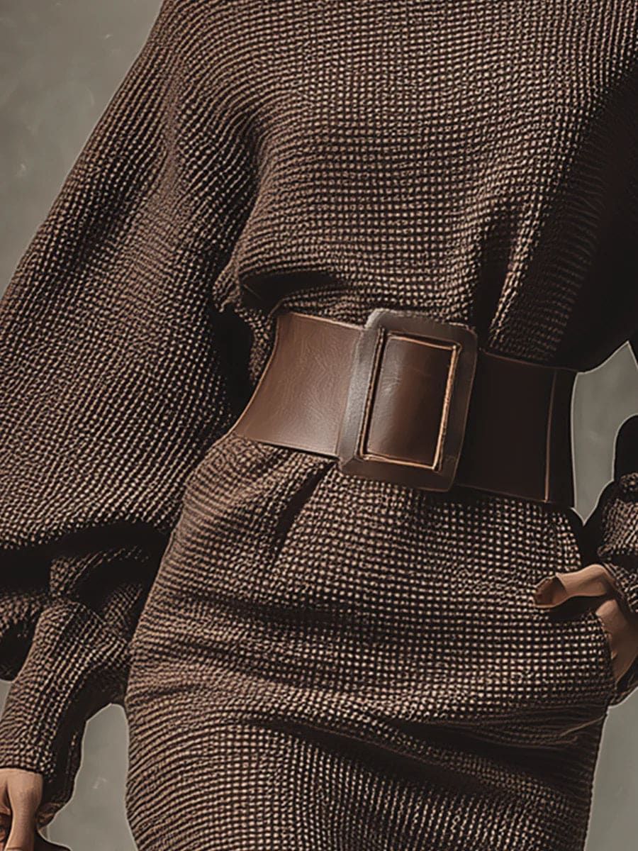 Lorea | Vestido Corto de Punto con Cinturón Estructurado