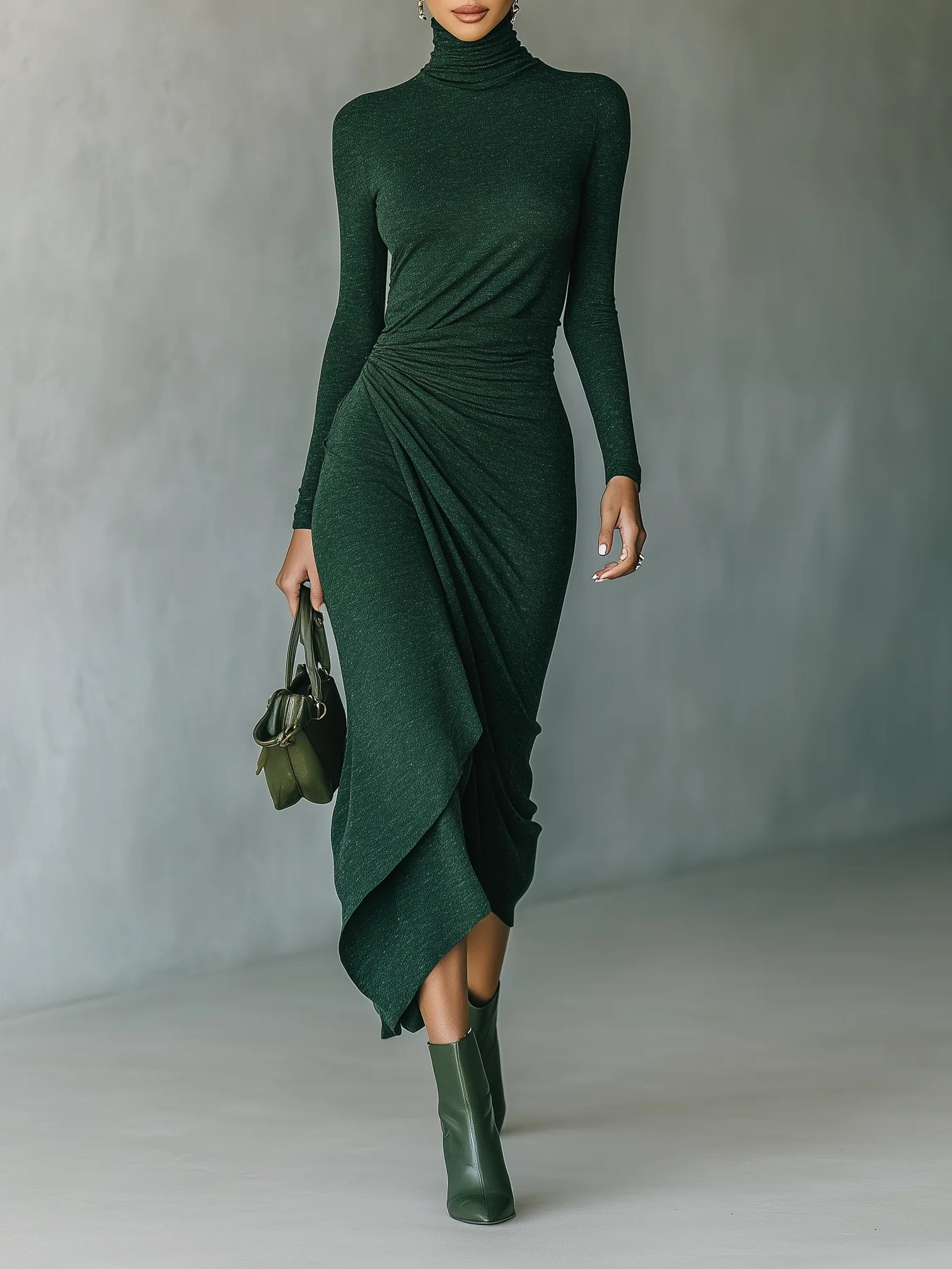 Dalia | Vestido Midi Verde Oscuro