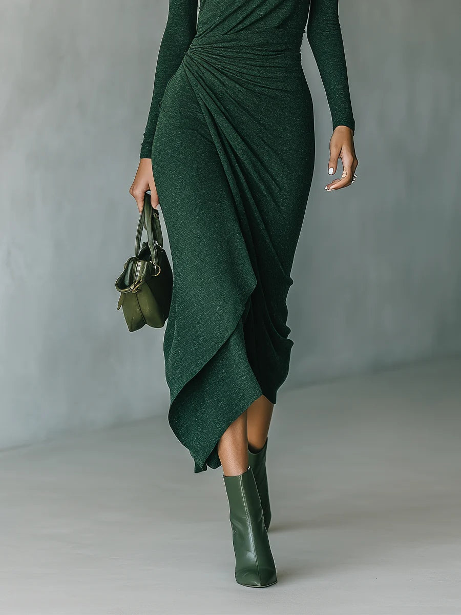 Dalia | Vestido Midi Verde Oscuro
