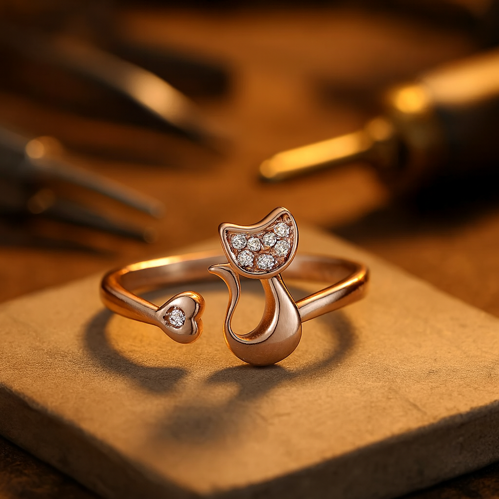 Lúa | Anillo Gato Abierto con Zirconias