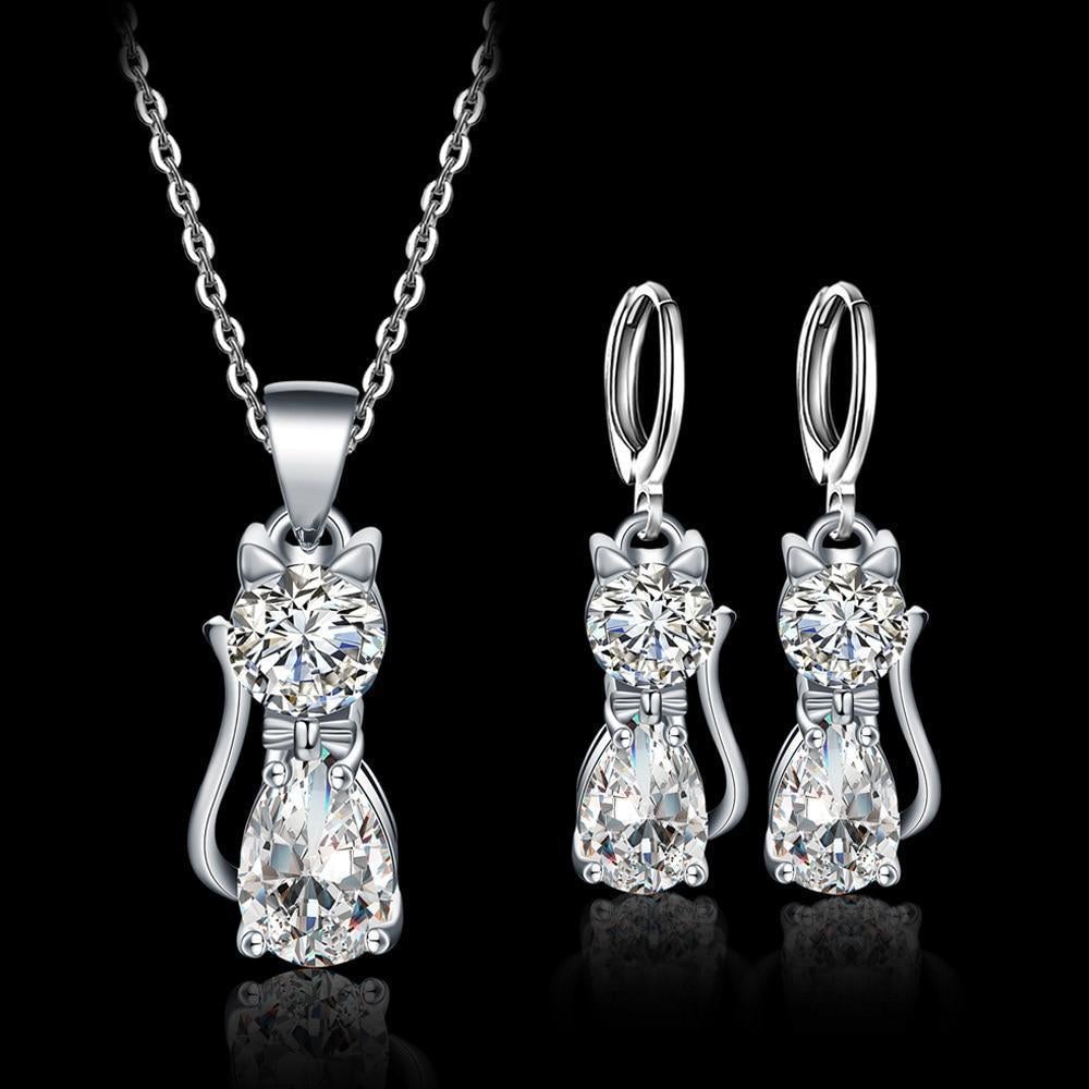 Eider | Set Happy Cats en Plata de Ley con Zirconia Blanca